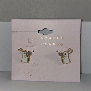LC Lauren Conrad white rabbit earrings new.